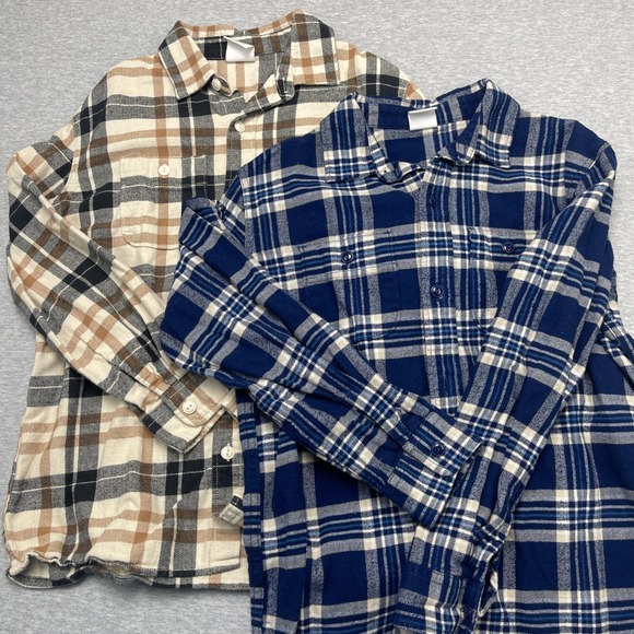 Gap Kids Other - Gap Kids Flannel Shirt Boys L 10 Husky Plaid Blue Tan Button-down EUC Bundle Two